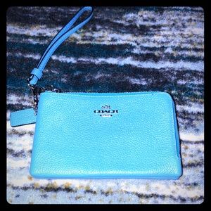 Blue Coach Leather Clutch